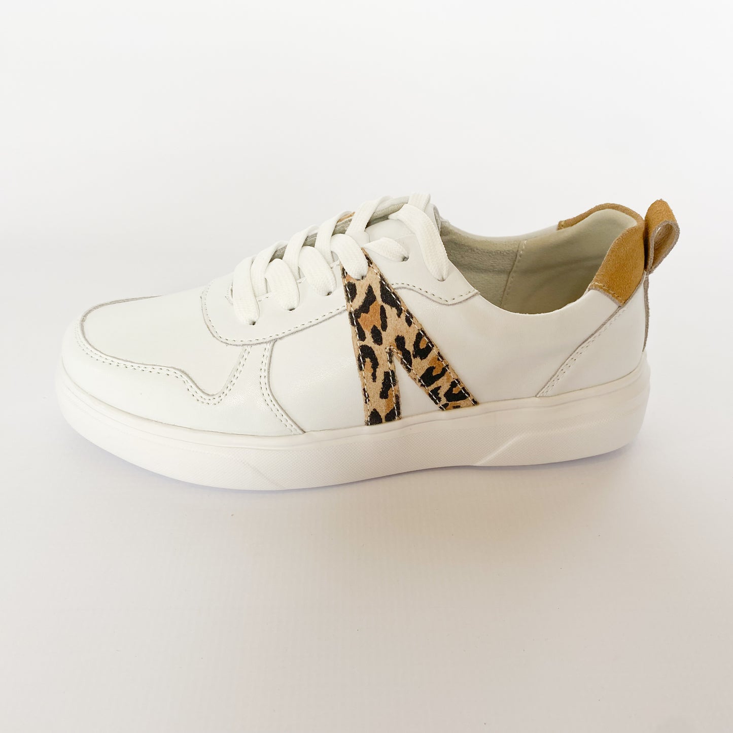 Gia white and leopard print leather sneaker