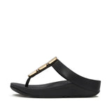 Fitflop Lulu Glossy Button Toe-Post Sandals - Black