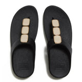 Fitflop Lulu Glossy Button Toe-Post Sandals - Black