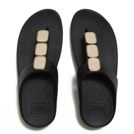 Fitflop Lulu Glossy Button Toe-Post Sandals - Black
