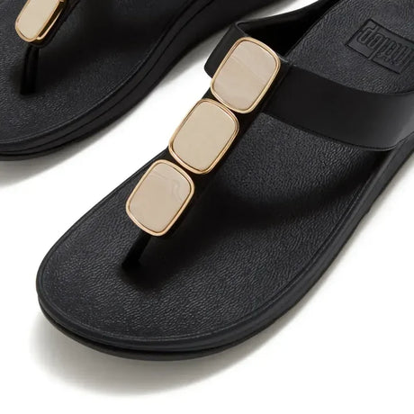 Fitflop Lulu Glossy Button Toe-Post Sandals - Black