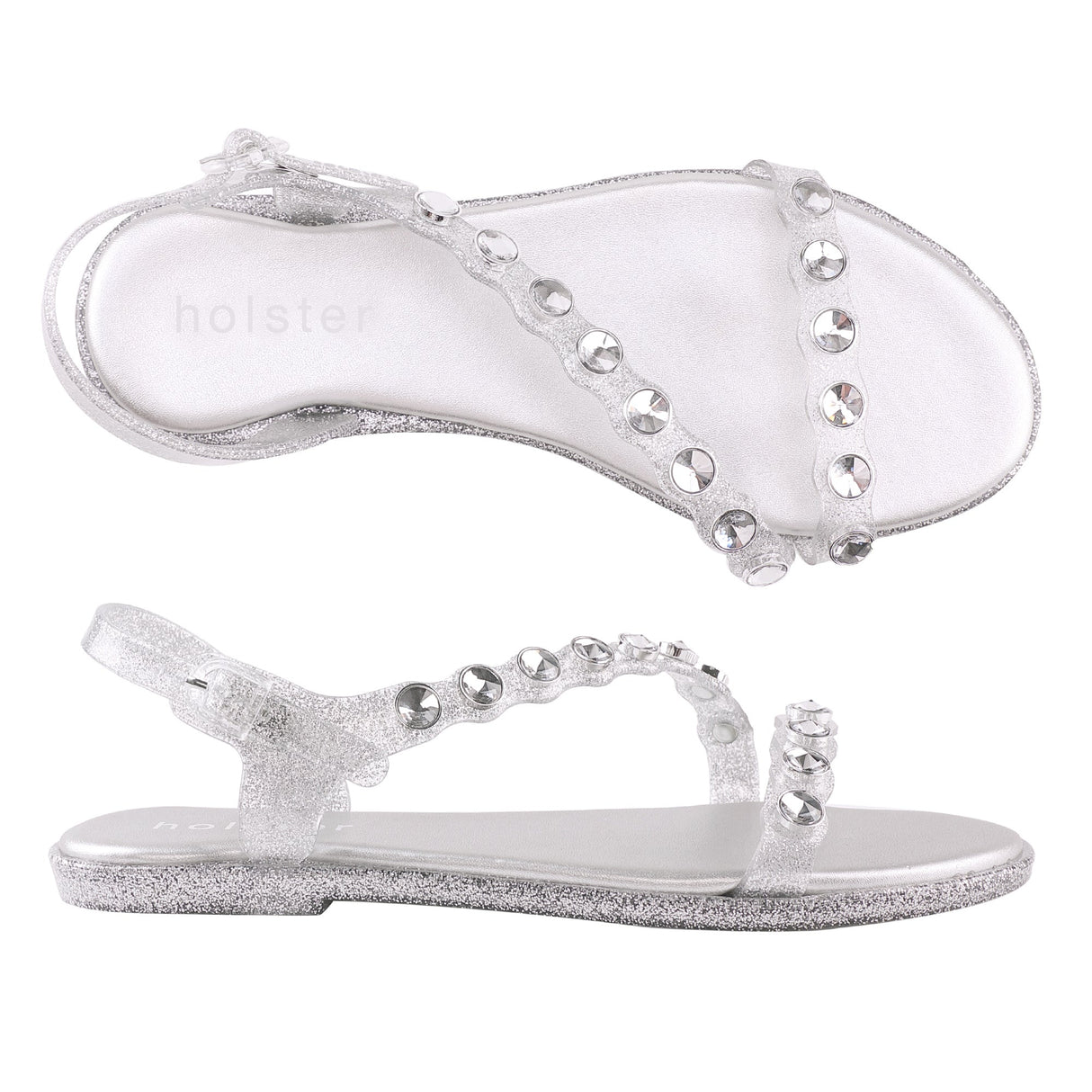 Holster Lola Sandal Clear Glitter front view