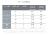 Holster Lola size guide