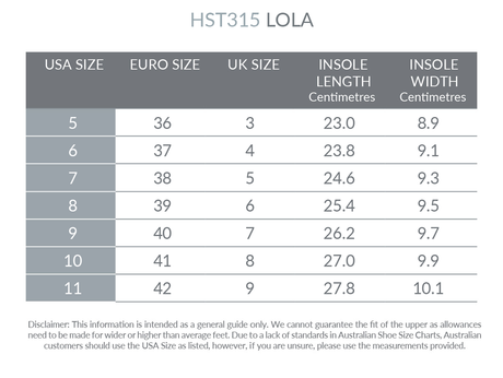 Holster Lola size guide