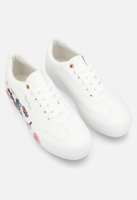Pierre Cardin Floral Lace Up Sneaker - White
