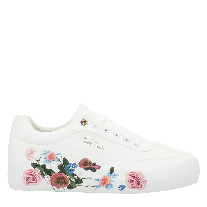 Pierre Cardin Floral Lace Up Sneaker - White