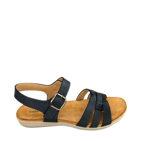 Queue 3 Strap Sandal - Black - right-facing side view
