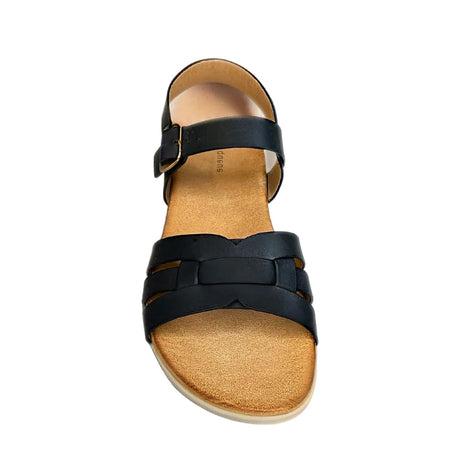 Queue 3 Strap Sandal - Black - front view