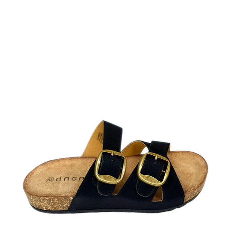 Queue Criss Cross Double Buckle Birkie - Black - right-facing side view