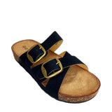 Queue Criss Cross Double Buckle Birkie - Black - right-facing angled view