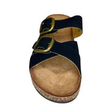 Queue Criss Cross Double Buckle Birkie - Black - front view
