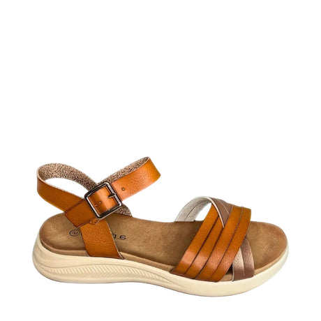 Queue Criss Cross Strappy Sandal - Camel - right-facing side view