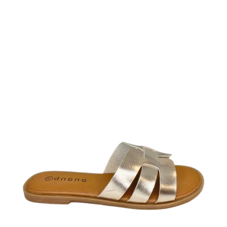 Queue Cut-out Looped Sandal - Champagne - right-facing side view