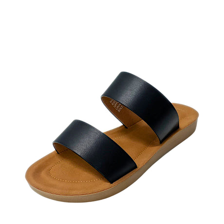 Double Strap Comfort Slip In - Black - angled view