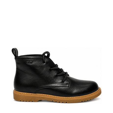 Plum Lace Up Ankle Boot - Black, right-facing side profile