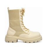Plum Chunky Sole Boot - Beige, right-facing side profile