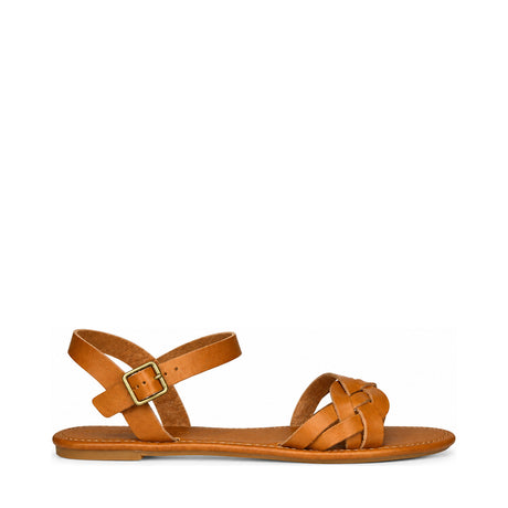 Andreoli Intertwined Bar Strap Sandal - Tan, right-facing side profile