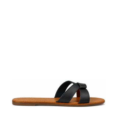 Andreoli Leather Intertwined Slide - Black, right-facing side profile