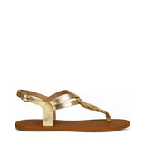 Andreoli Leather Intertwined Slingback - Gold, right-facing side profile