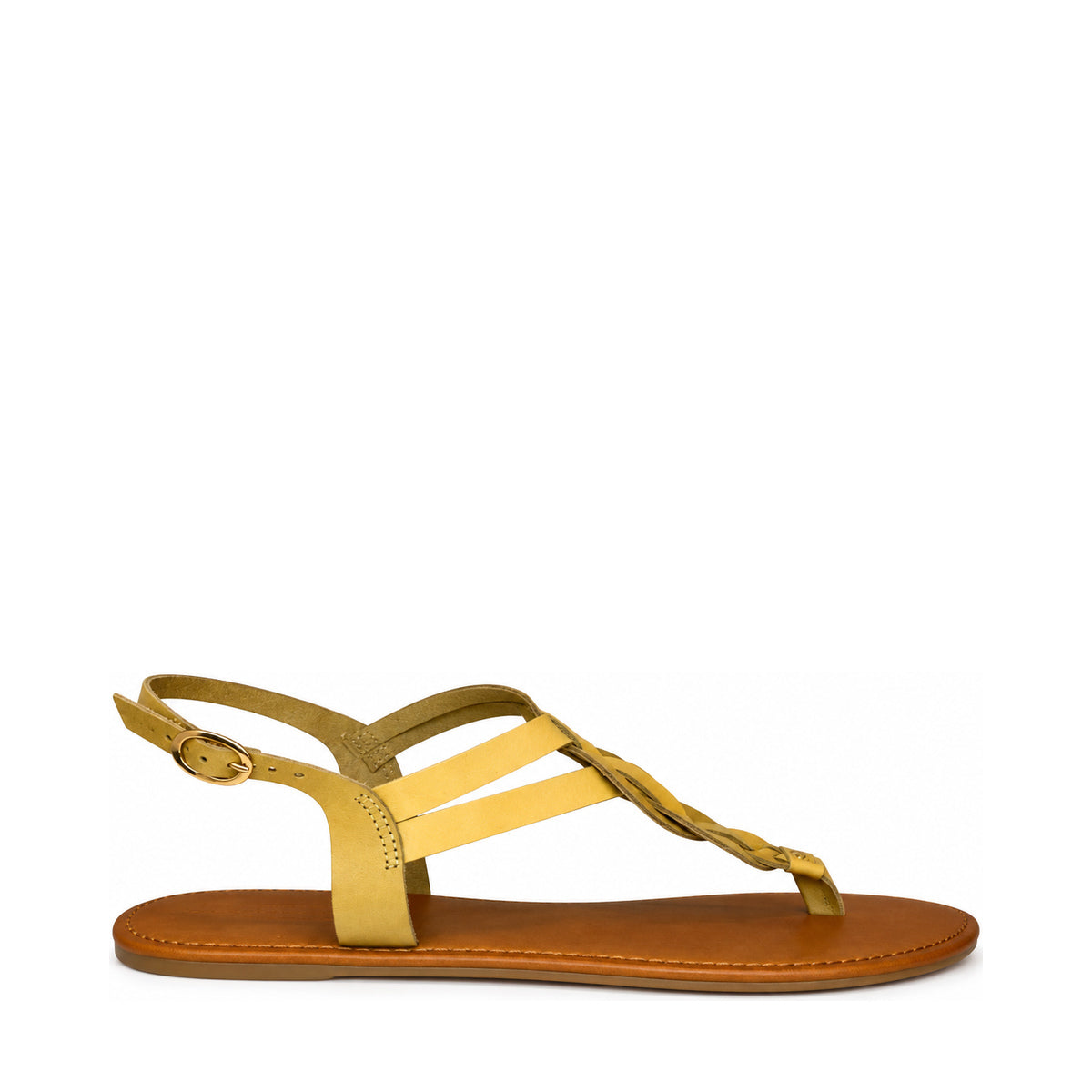 Andreoli Leather Intertwined Slingback - Stone, right-facing side profile
