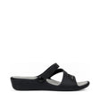 Cycle Triple Strap Comfort Slide Sandal - Black, right-facing side profile
