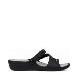 Cycle Triple Strap Comfort Slide Sandal - Black, right-facing side profile