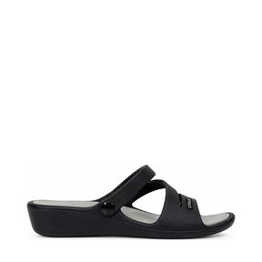 Cycle Triple Strap Comfort Slide Sandal - Black, right-facing side profile