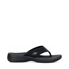 Skechers Arch Fit Radiance Lure Sandal - Black, right-facing side profile