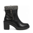 Plum Sock Heel Boot - Black, right-facing side profile