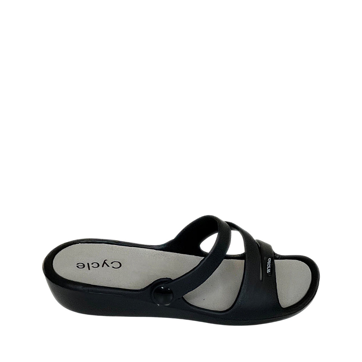 Cycle Triple Strap Comfort Slide Sandal - Black - right-facing side view