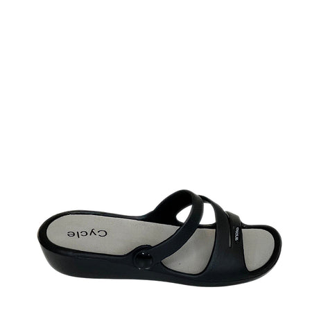 Cycle Triple Strap Comfort Slide Sandal - Black - right-facing side view