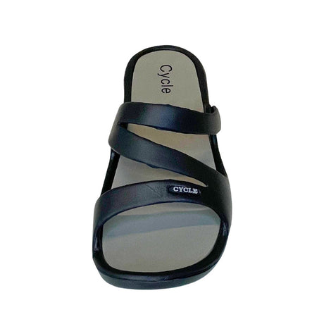 Cycle Triple Strap Comfort Slide Sandal - Black - front view
