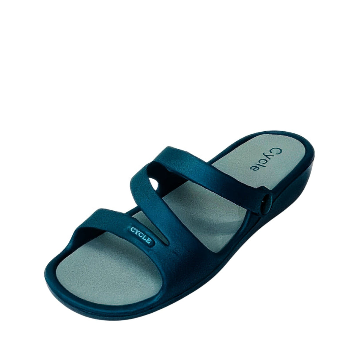 Cycle Triple Strap Comfort Slide Sandal - Navy - angled view