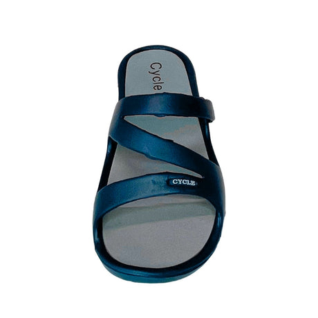 Cycle Triple Strap Comfort Slide Sandal - Navy - front view