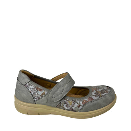 Cushion Walk Floral Comfort Strap Flats - Grey - side view