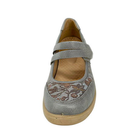 Cushion Walk Floral Comfort Strap Flats - Grey - front view