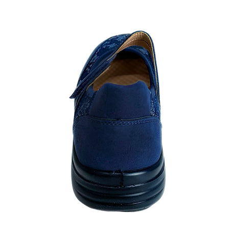 Cushion Walk Floral Comfort Strap Flats - Navy - rear view