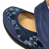 Cushion Walk Floral Comfort Strap Flats - Navy - detail view