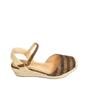 Geena Bronze Closed Toe Espadrille Wedge – side view