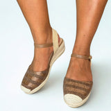 Geena Bronze Closed Toe Espadrille Wedge – detail shot