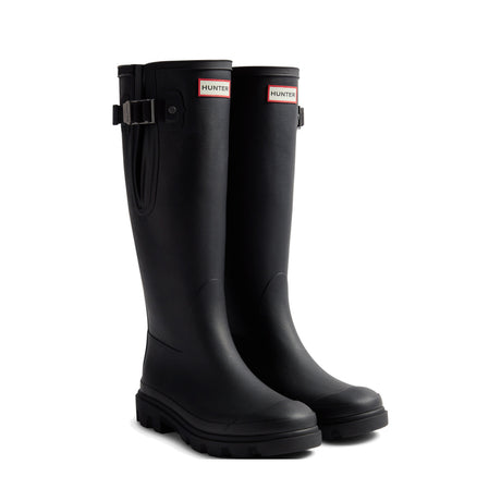 Hunter Downpour Field Adjustable Tall Wellington black waterproof rubber boot vegan 2