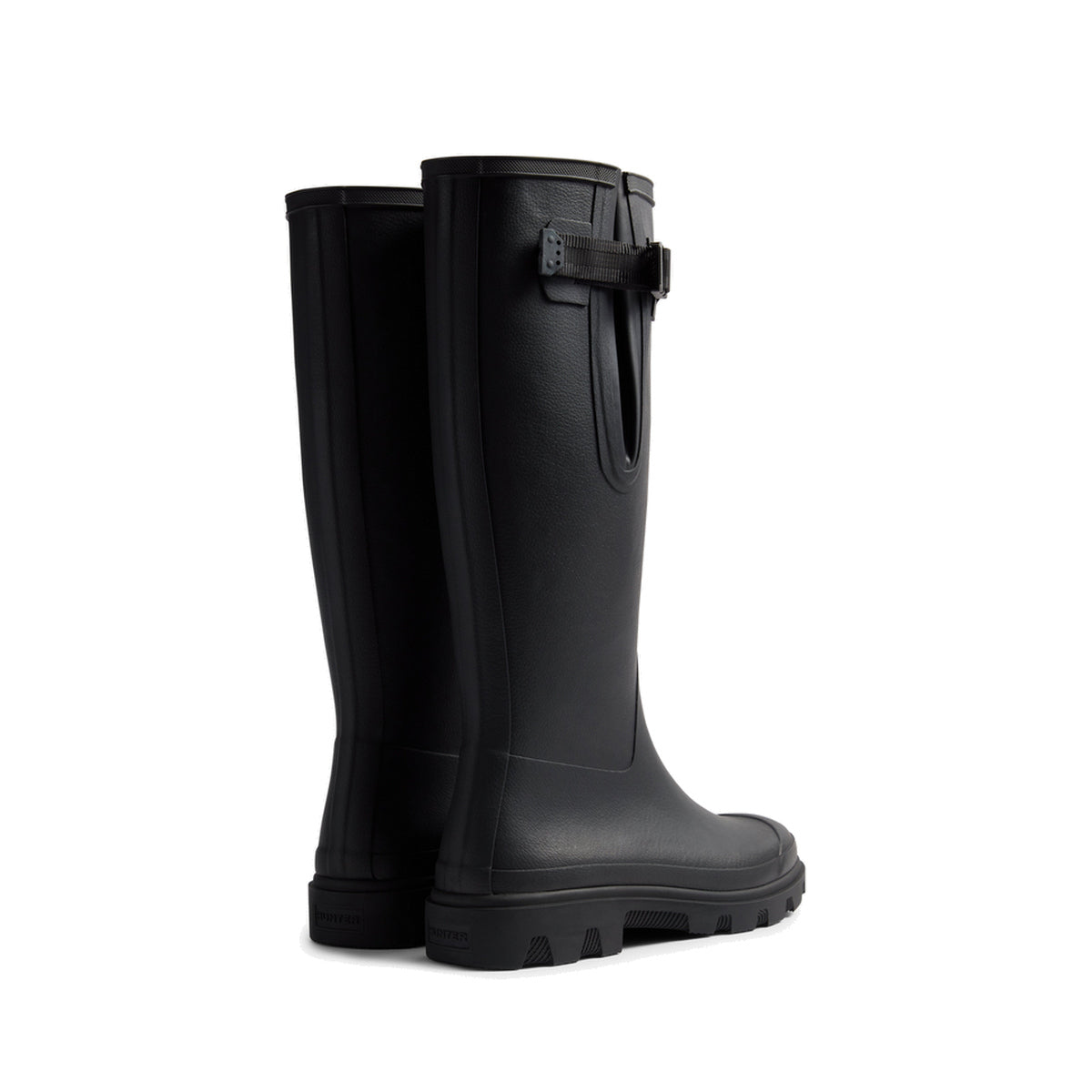 Hunter Downpour Field Adj Tall Wellington Black Boot – detail shot