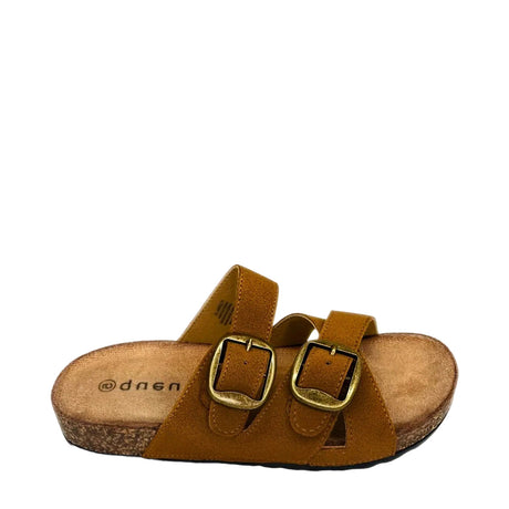 Queue Criss Cross Double Buckle Birkie - Khaki - right-facing side view