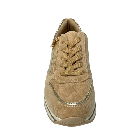 Detailed Lace Up Sneaker - Beige - front view