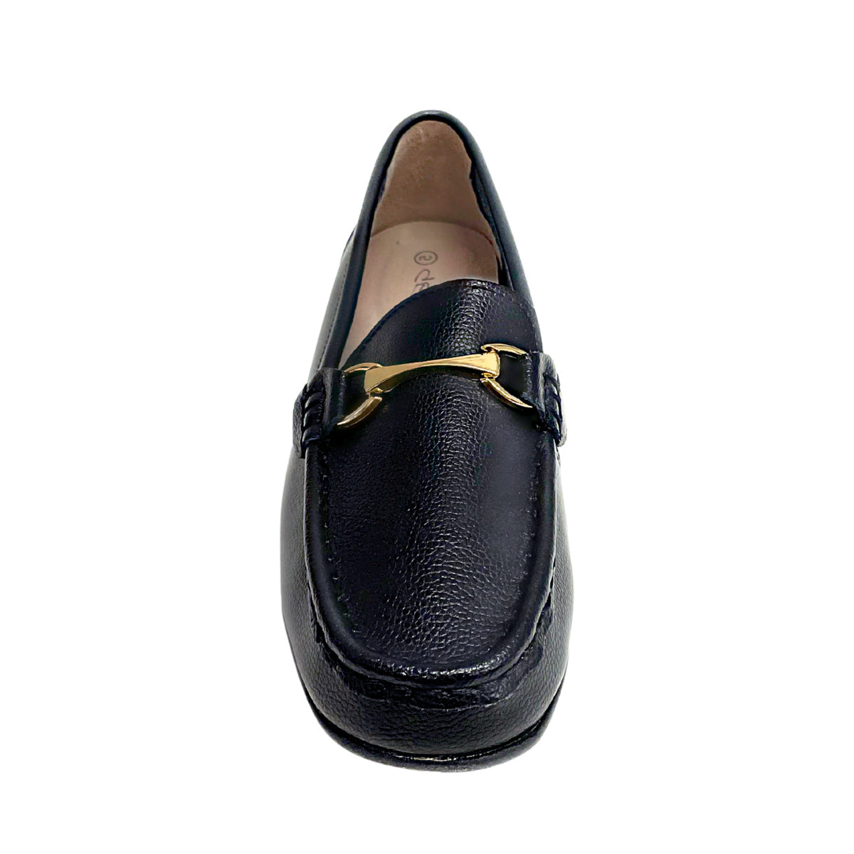 Geena Moccasin With Gold Detail - Black - front view