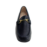 Geena Moccasin With Gold Detail - Black - front view