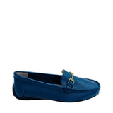 Geena Moccasin With Gold Detail - Navy - side view