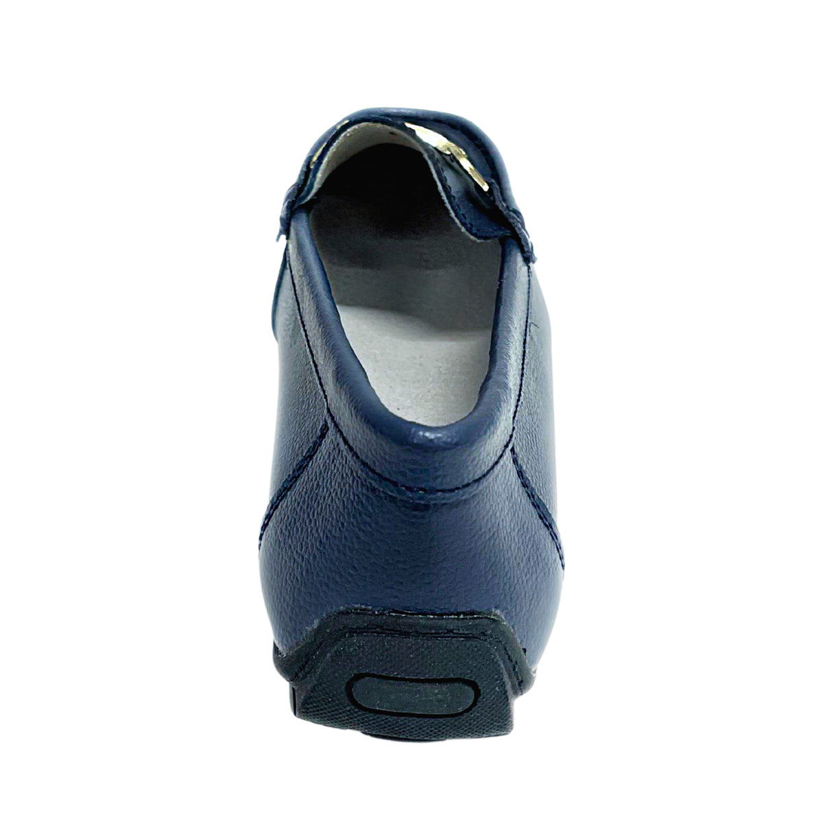 Geena Moccasin With Gold Detail - Navy - rear view