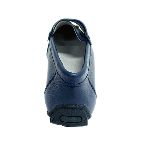 Geena Moccasin With Gold Detail - Navy - rear view