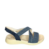 Queue Cross Over Velcro Strap Sandal - Navy - right-facing side view